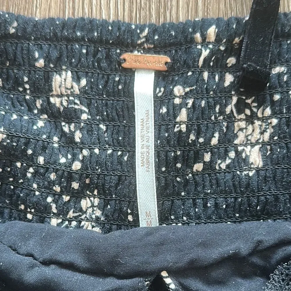 Free People Tess Mini Dress Black‎ & Tan Floral Size Medium